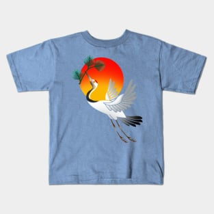 Japanese crane and sun Kids T-Shirt